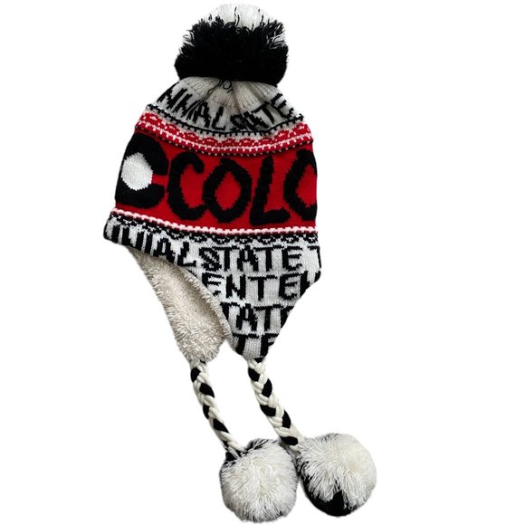 Ruth Robin Colorado Centennial State Spell-out Toboggan Earflap Pom Beanie Hat - Picture 14 of 15